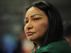 Deputada Federal, Silvia Waiãpi, durante a CPI das ONGS